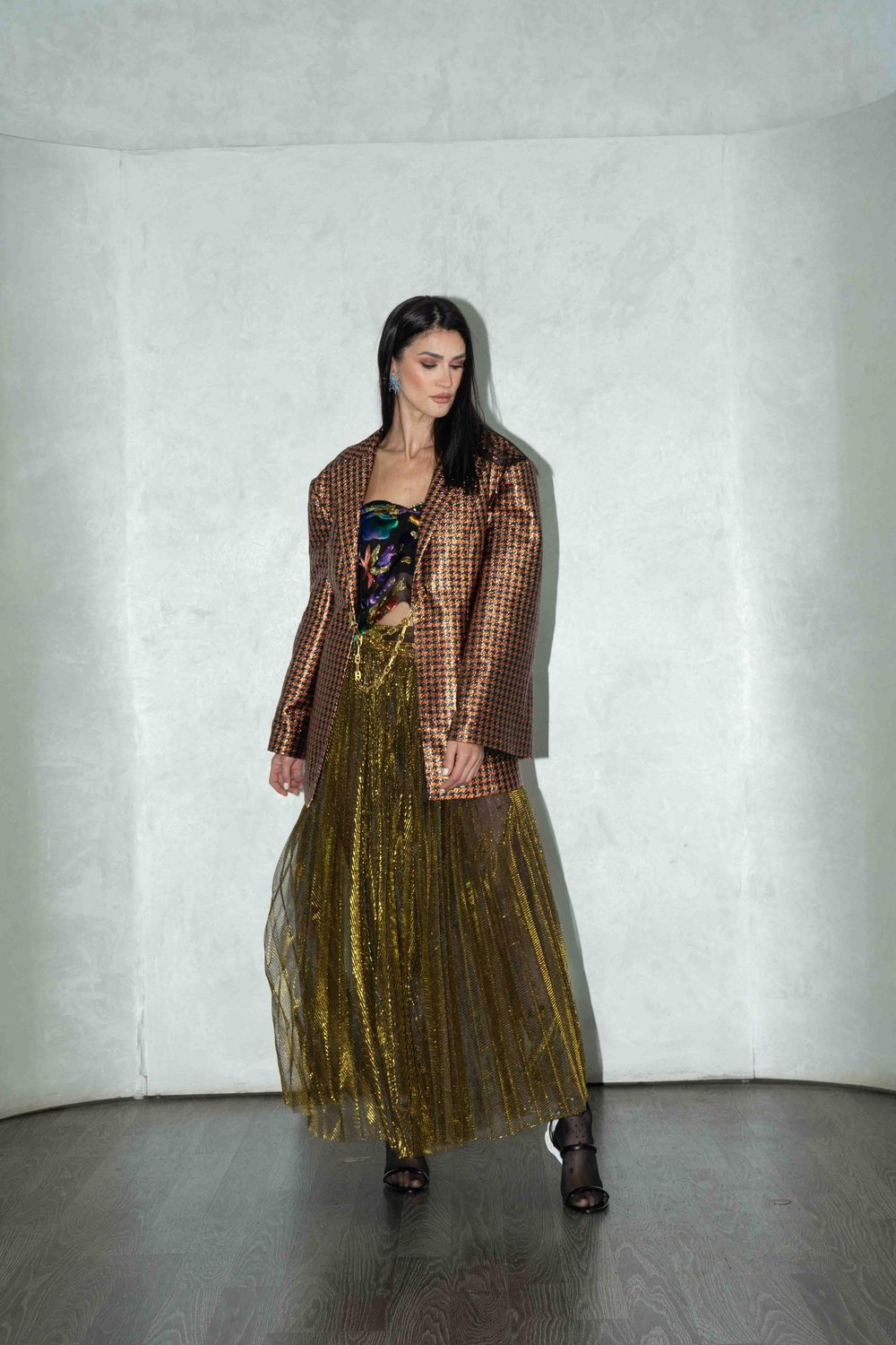 Gold Chequered Blazer