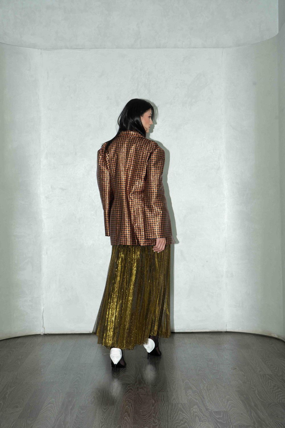 Gold Chequered Blazer