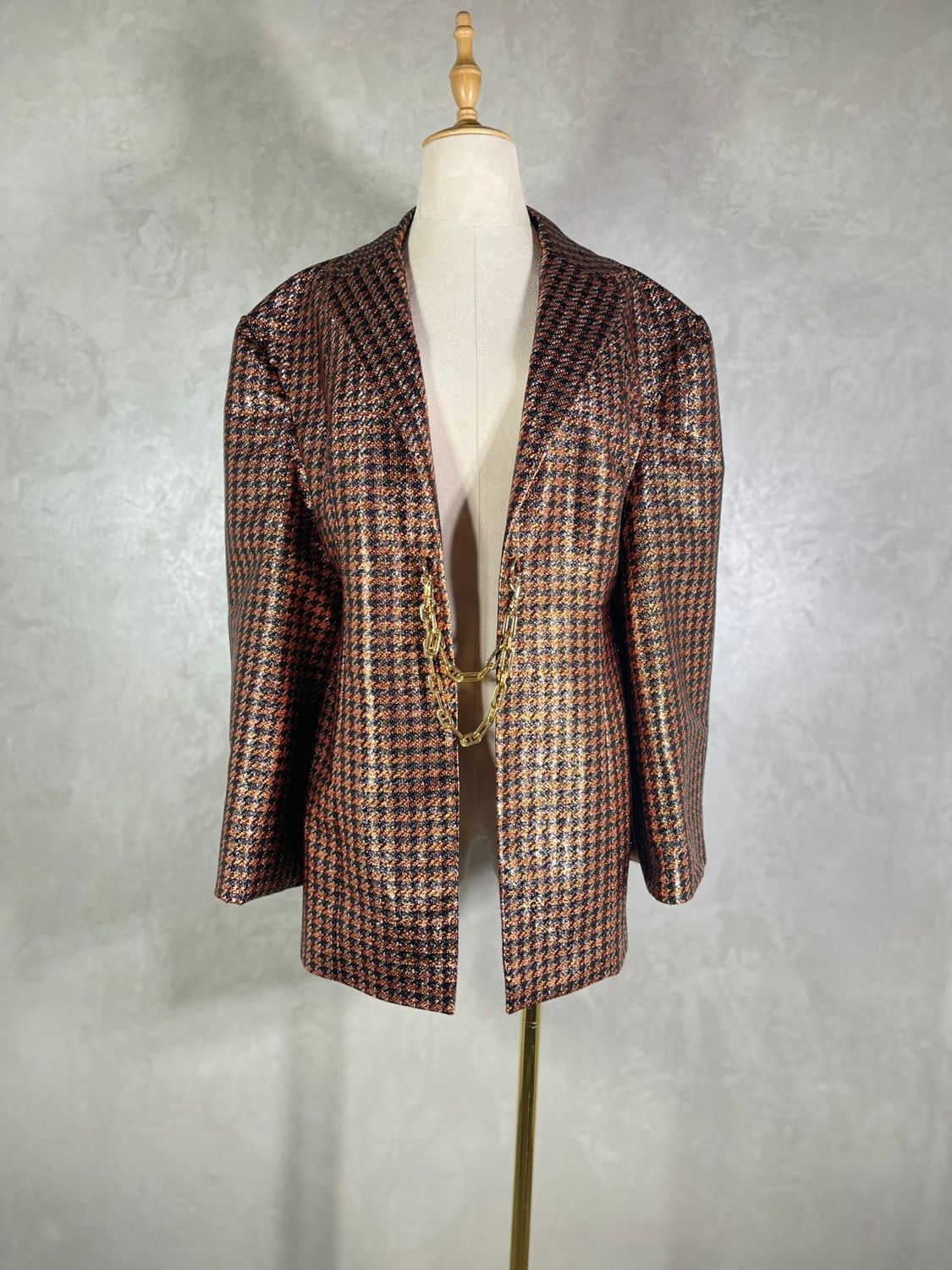 Gold Chequered Blazer